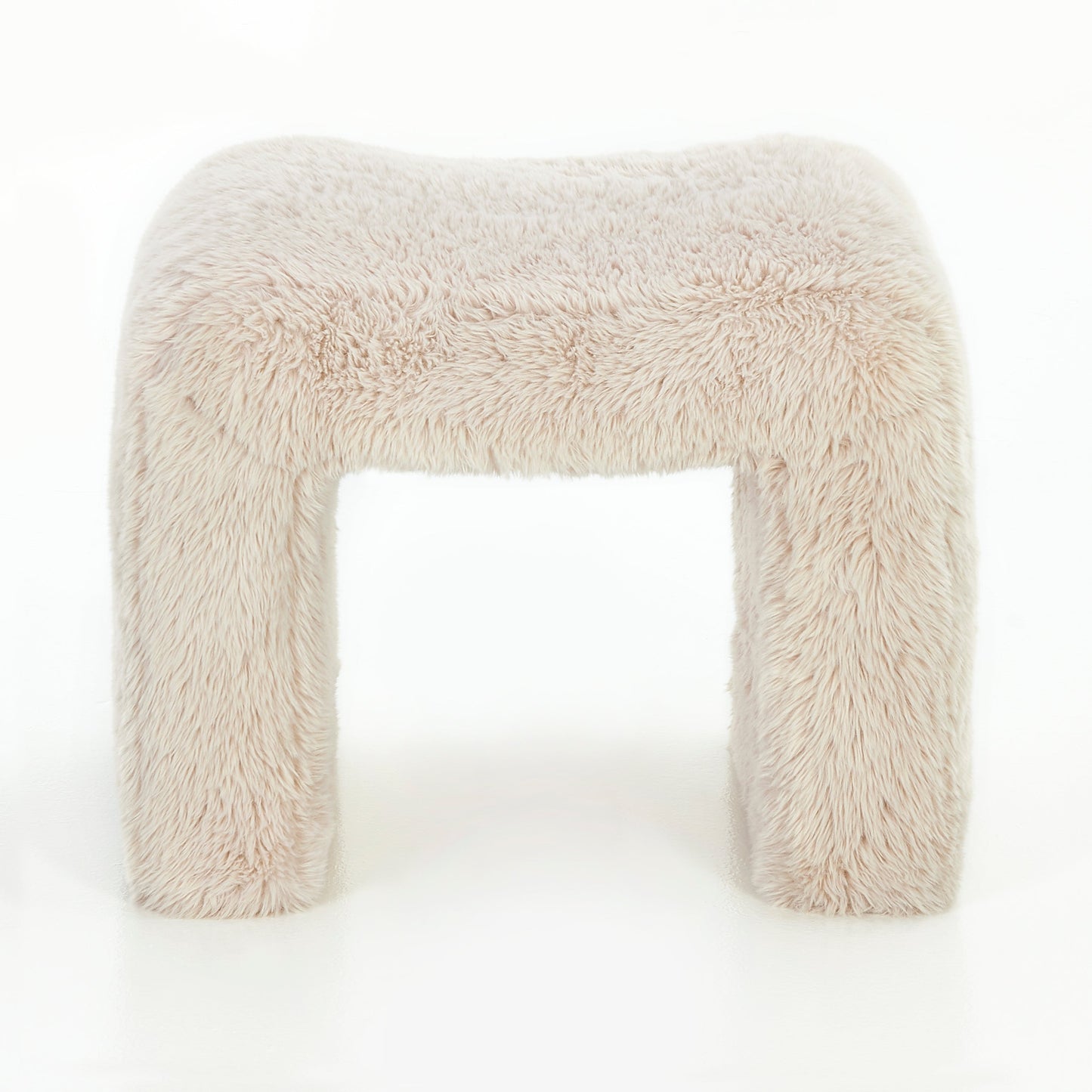 Roundhill Furniture Zorya Contemporary Faux Fur U-Shaped Ottoman, Set of 2