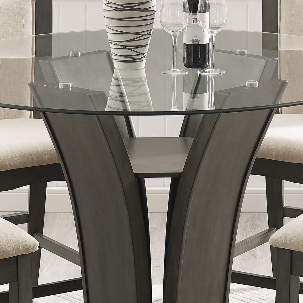 Kecco Gray 5-Piece Round Glass Top Counter Height Dining Set