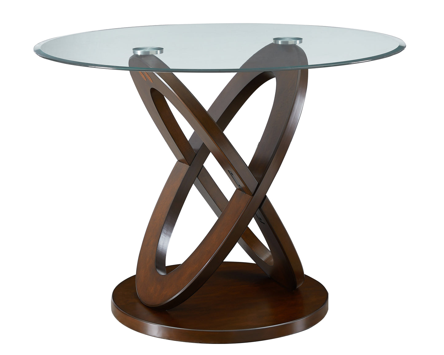 Cicicol Espresso 5PC Counter Height Glass Top Dining Table with Chairs