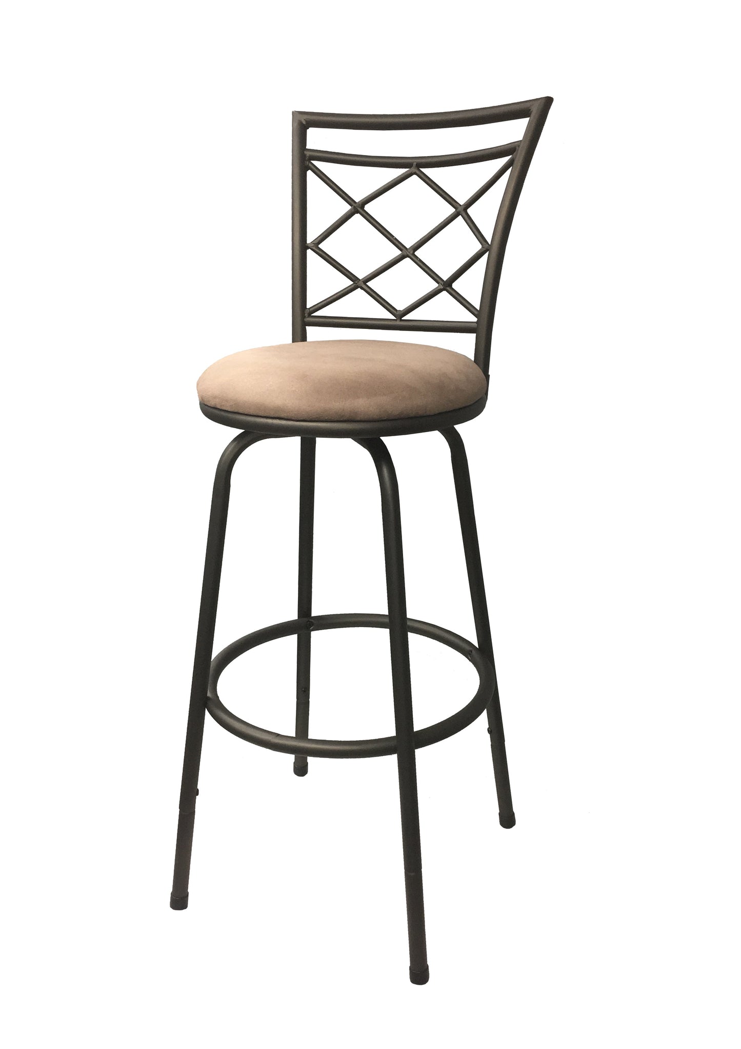 Halfy Round Seat Bar/Counter Height Adjustable Metal Brown Bar Stool