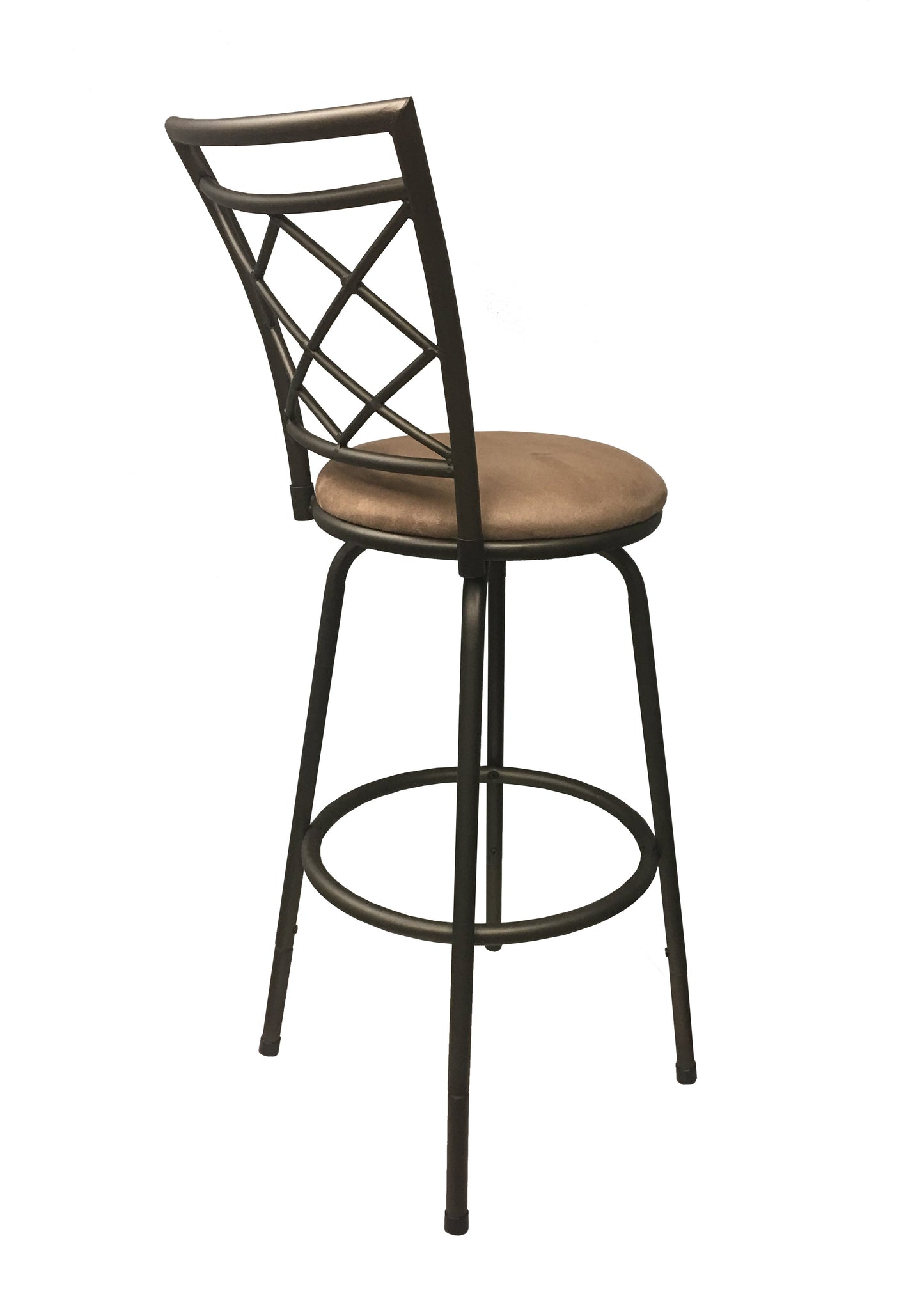 Halfy Round Seat Bar/Counter Height Adjustable Metal Brown Bar Stool