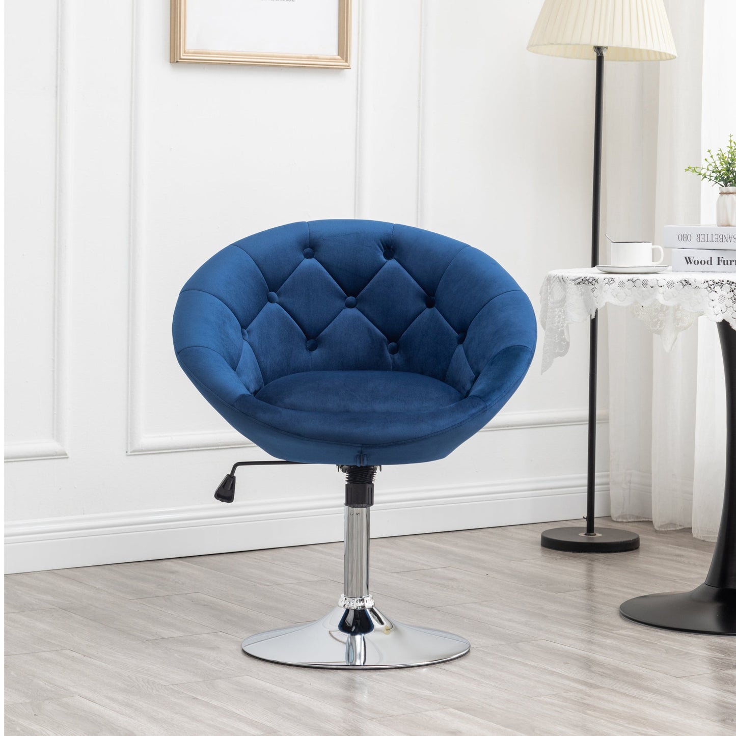 Roundhill Furniture Noas Velvet Upholstered Tufted Back Swivel Accent Chair