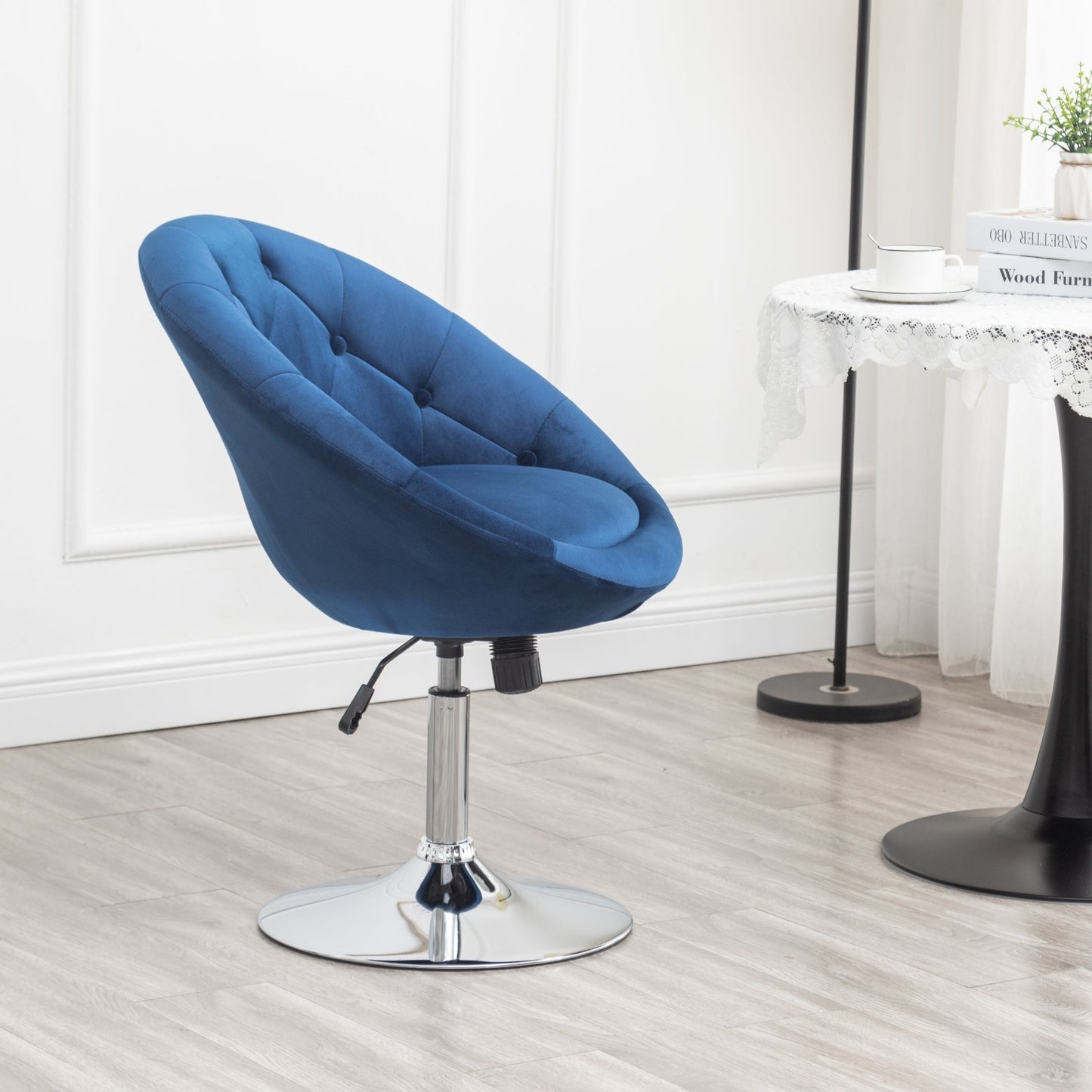 Roundhill Furniture Noas Velvet Upholstered Tufted Back Swivel Accent Chair