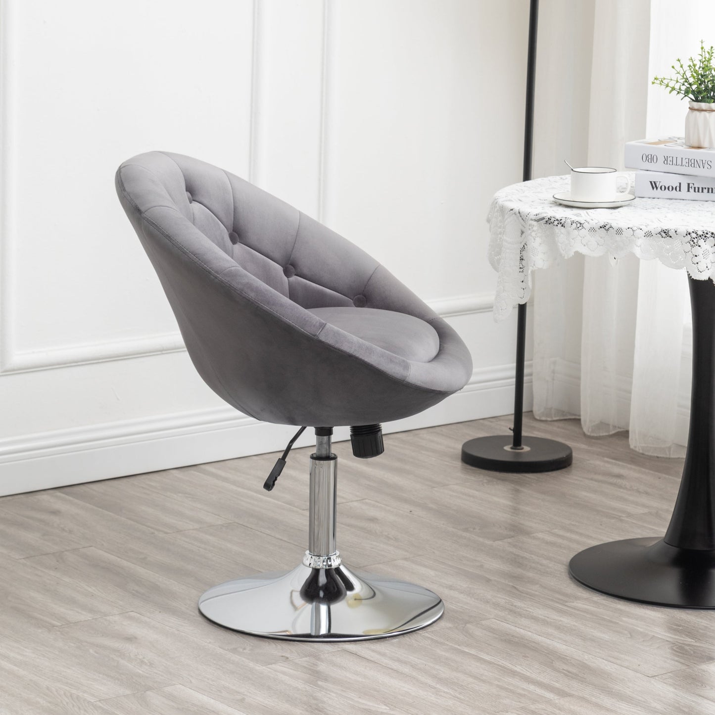Roundhill Furniture Noas Velvet Upholstered Tufted Back Swivel Accent Chair