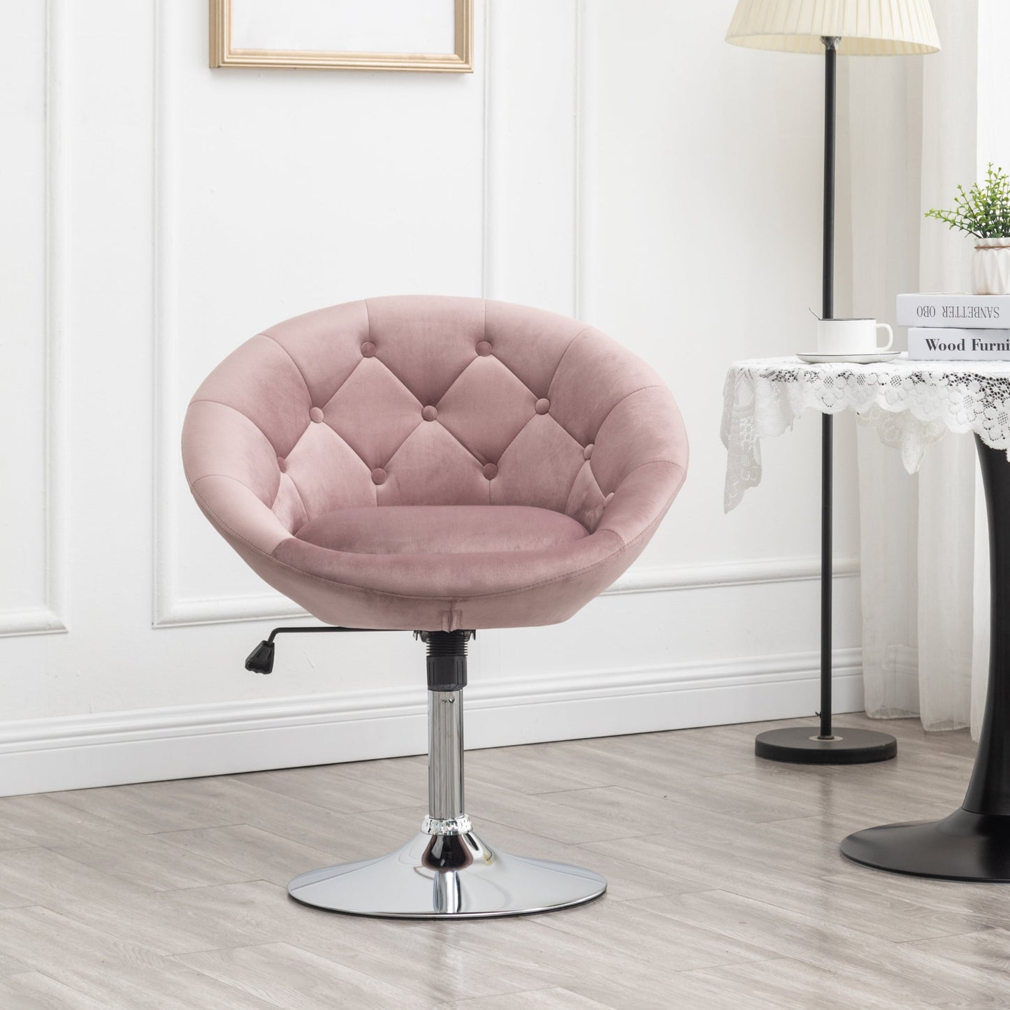 Roundhill Furniture Noas Velvet Upholstered Tufted Back Swivel Accent Chair