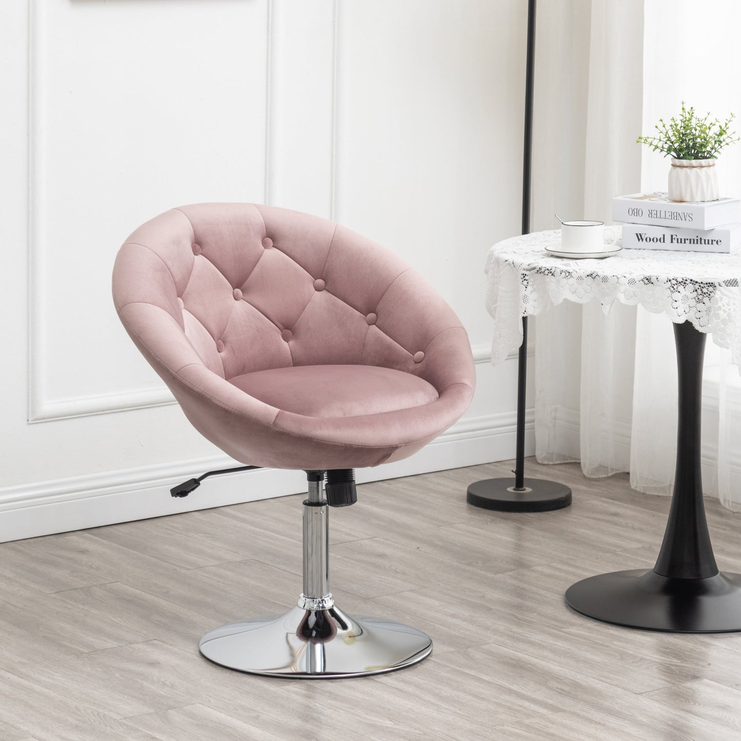 Roundhill Furniture Noas Velvet Upholstered Tufted Back Swivel Accent Chair