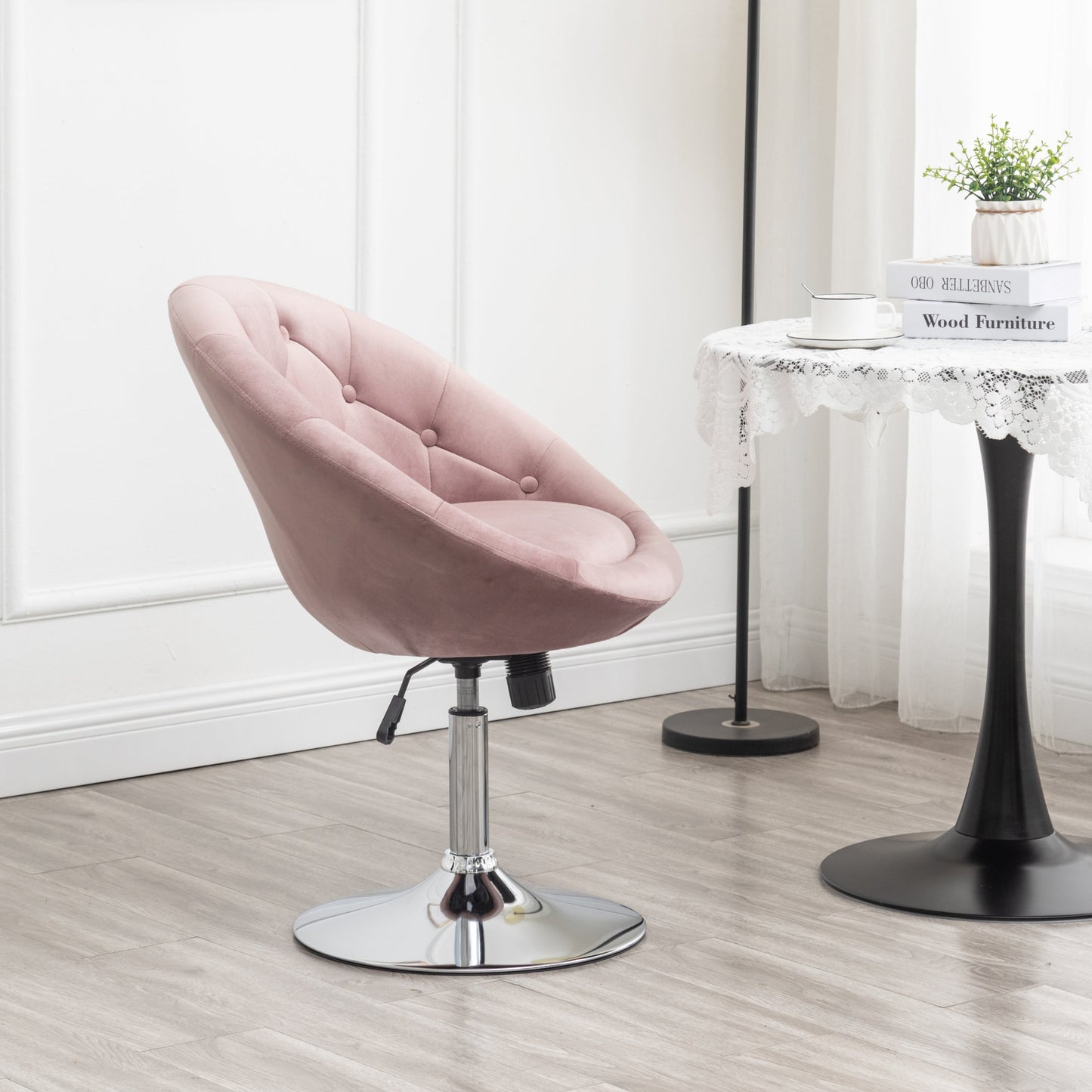Roundhill Furniture Noas Velvet Upholstered Tufted Back Swivel Accent Chair