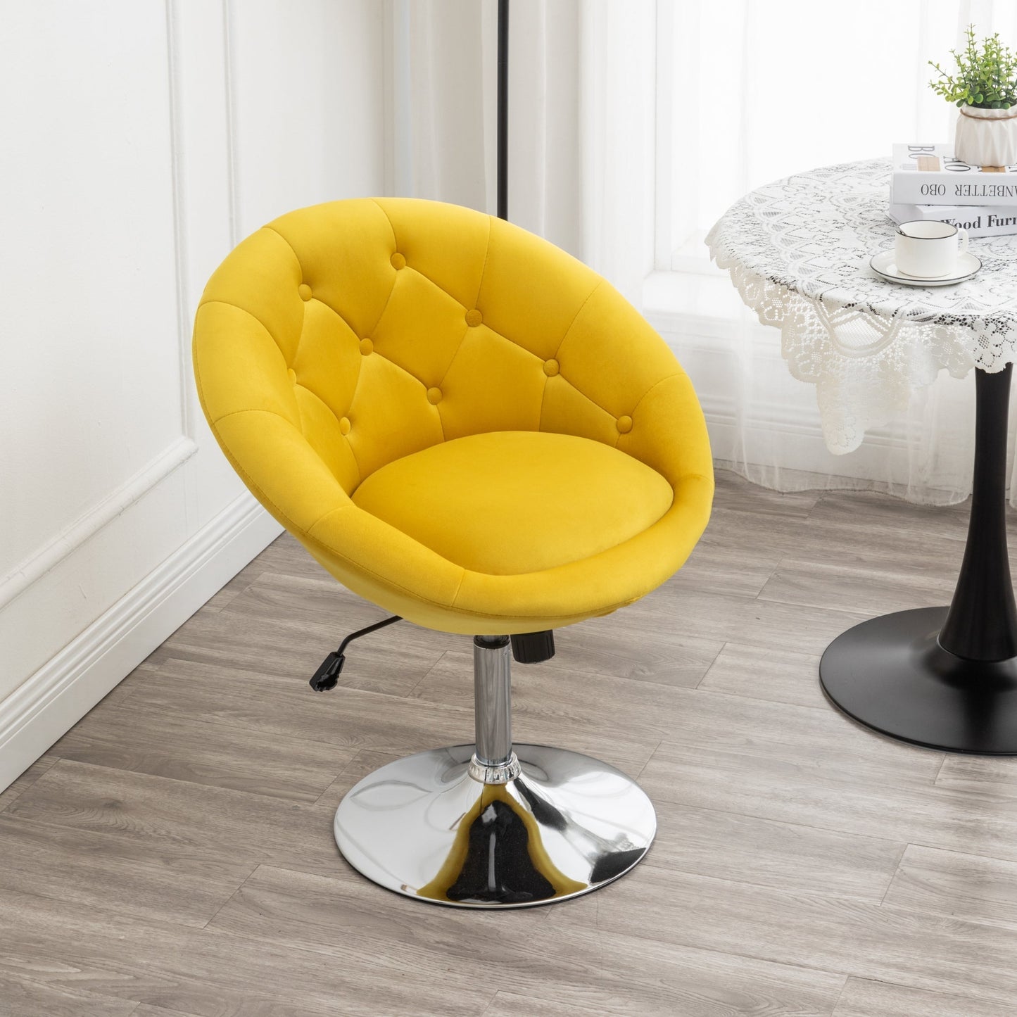 Roundhill Furniture Noas Velvet Upholstered Tufted Back Swivel Accent Chair