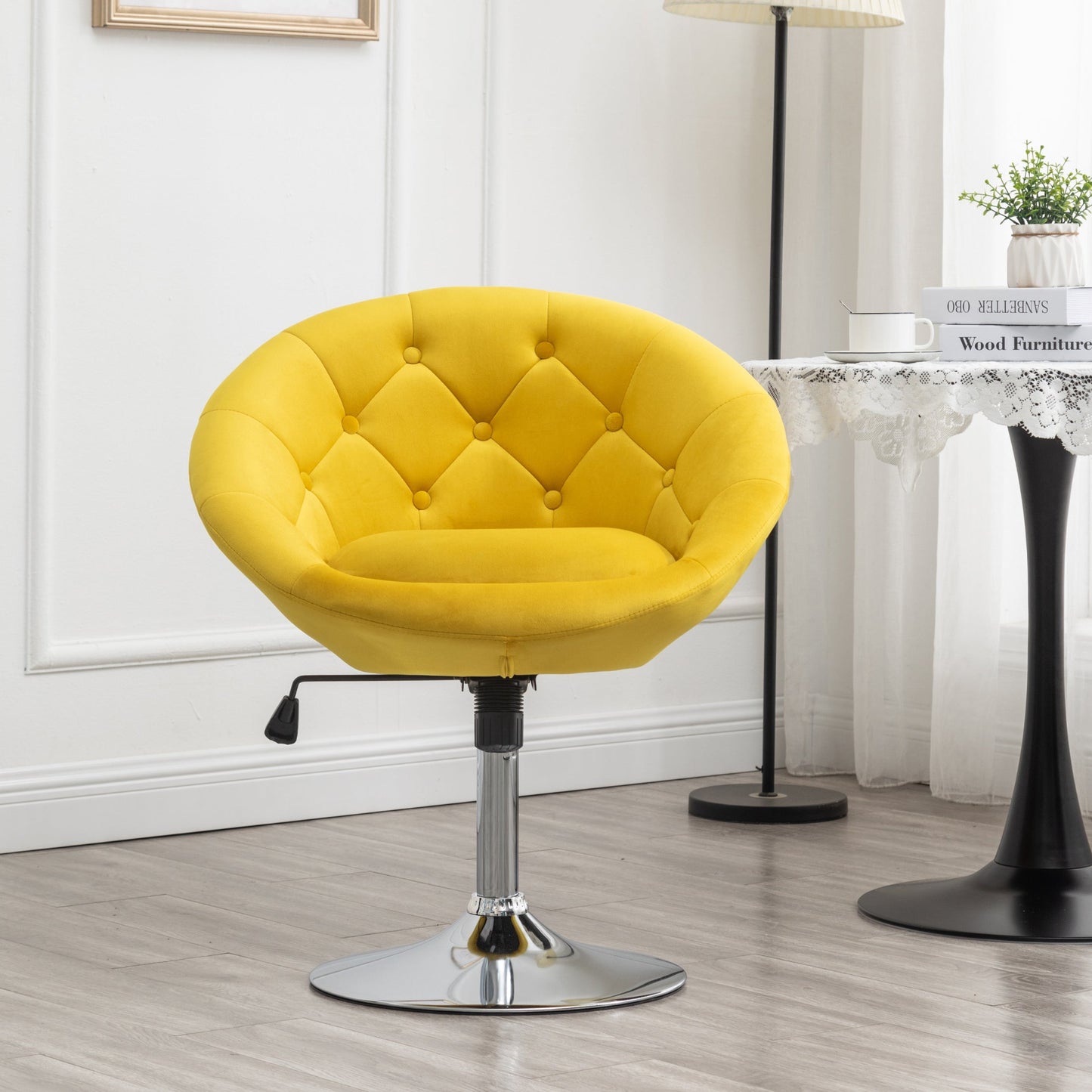 Roundhill Furniture Noas Velvet Upholstered Tufted Back Swivel Accent Chair