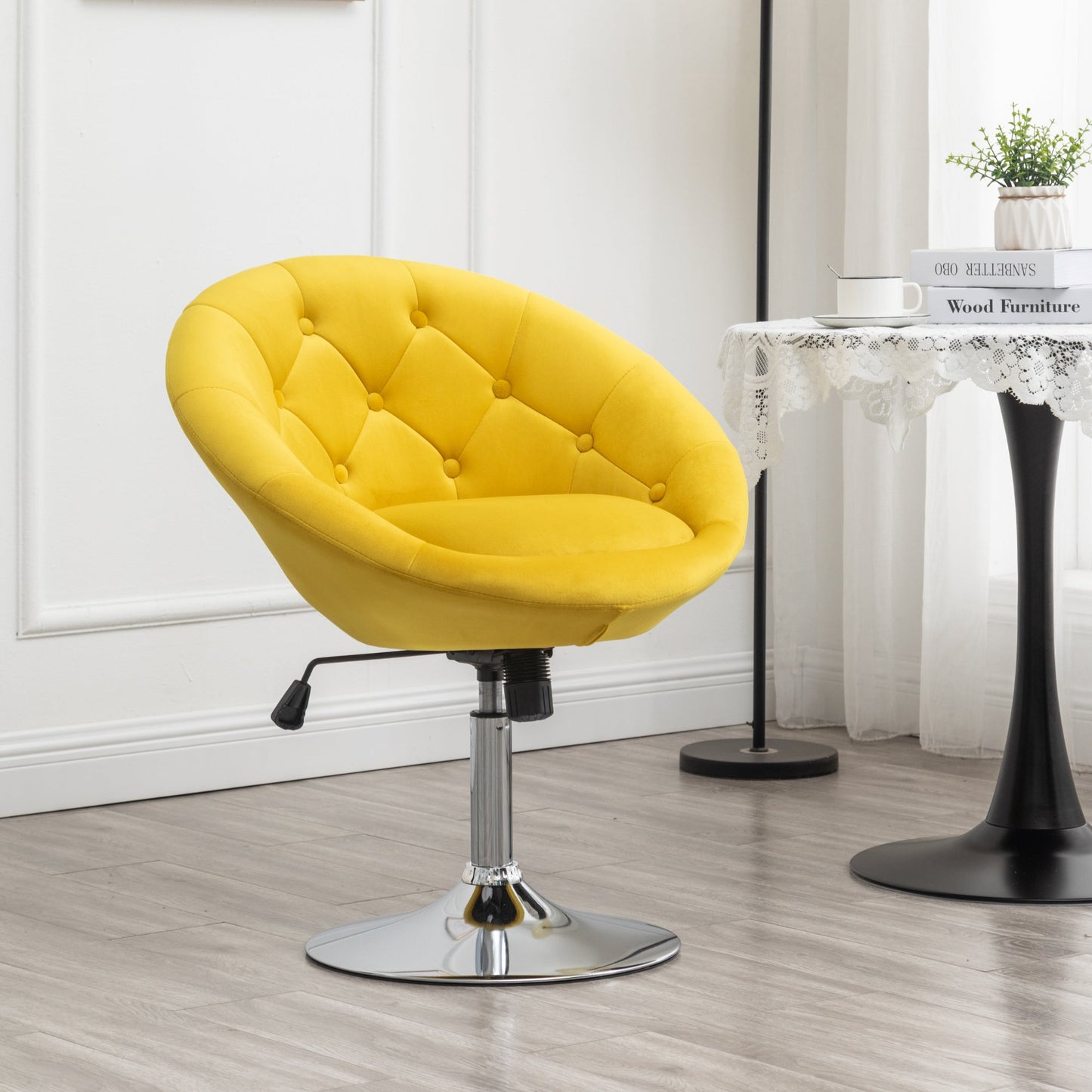 Roundhill Furniture Noas Velvet Upholstered Tufted Back Swivel Accent Chair