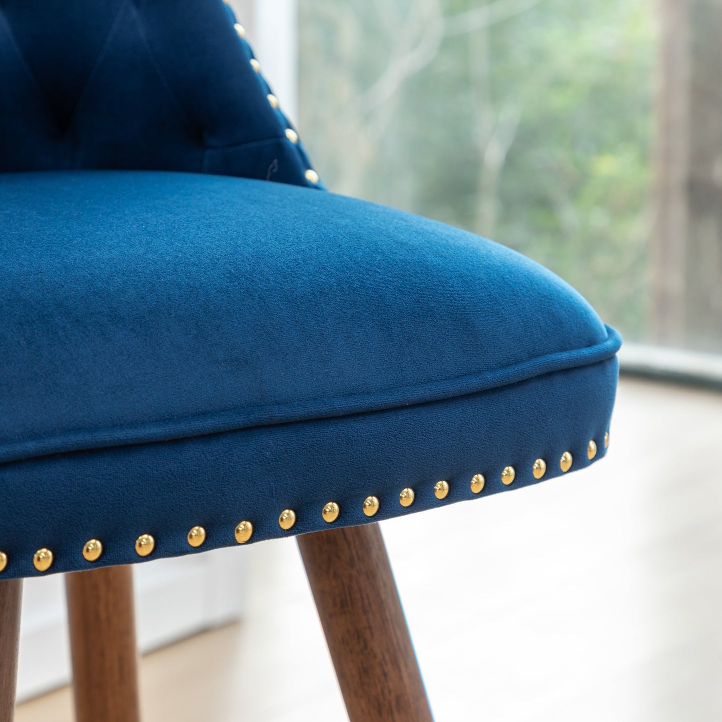 Roundhill Furniture Elvara Set of 2 Button-Tufted Counter Stools with Nailhead Trim
