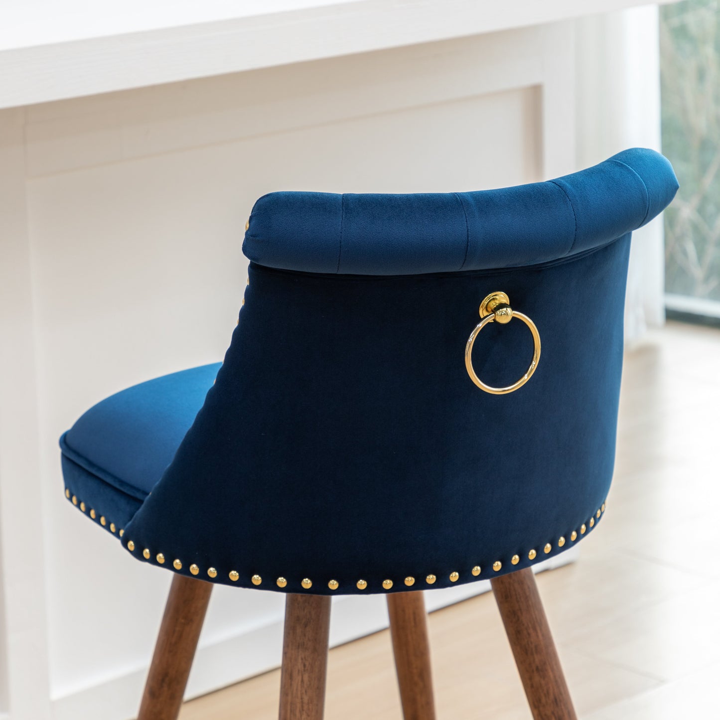 Roundhill Furniture Elvara Set of 2 Button-Tufted Counter Stools with Nailhead Trim