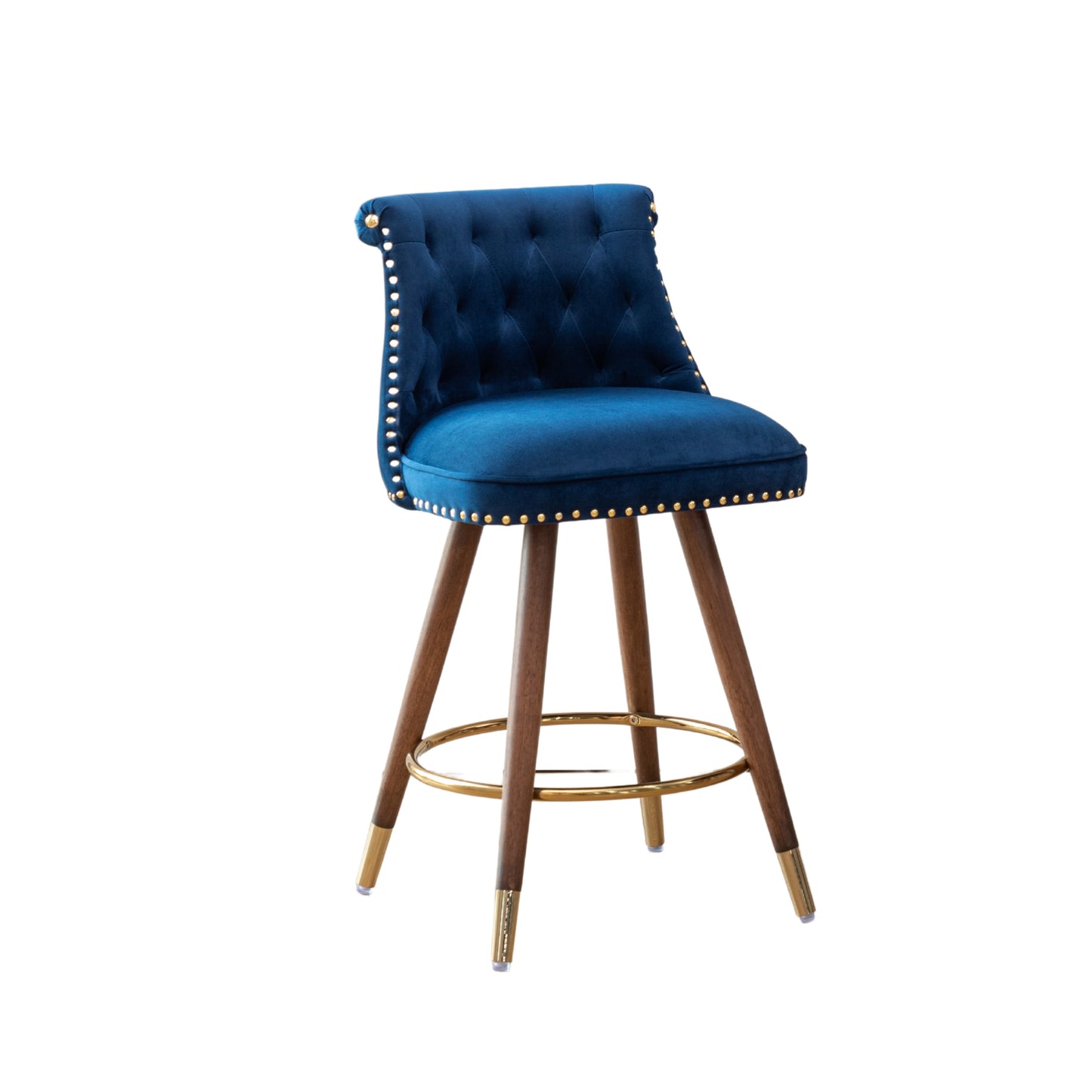 Roundhill Furniture Elvara Set of 2 Button-Tufted Counter Stools with Nailhead Trim
