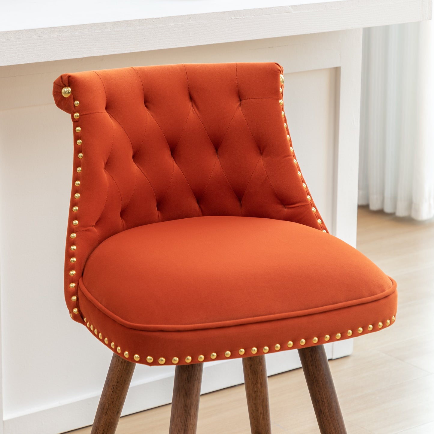Roundhill Furniture Elvara Set of 2 Button-Tufted Counter Stools with Nailhead Trim