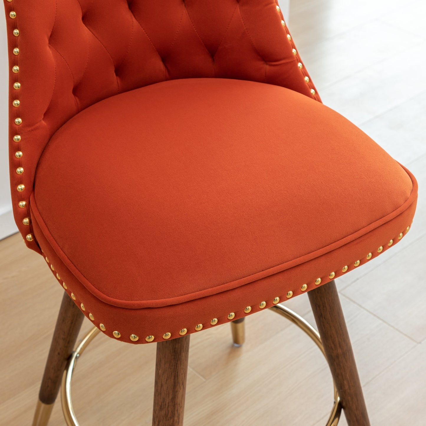 Roundhill Furniture Elvara Set of 2 Button-Tufted Counter Stools with Nailhead Trim