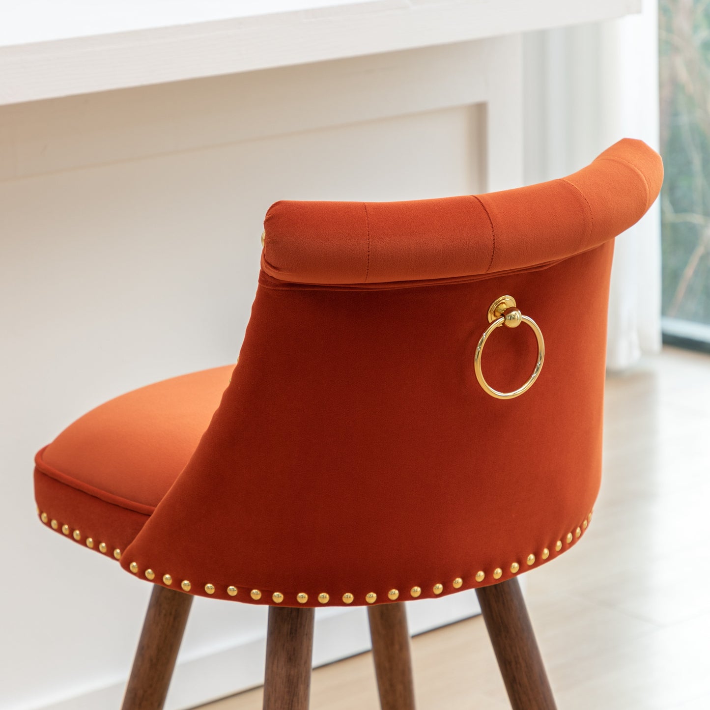 Roundhill Furniture Elvara Set of 2 Button-Tufted Counter Stools with Nailhead Trim