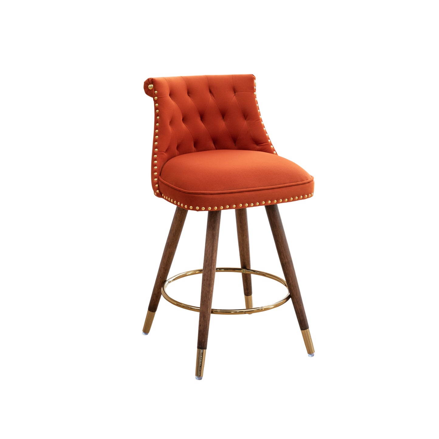 Roundhill Furniture Elvara Set of 2 Button-Tufted Counter Stools with Nailhead Trim