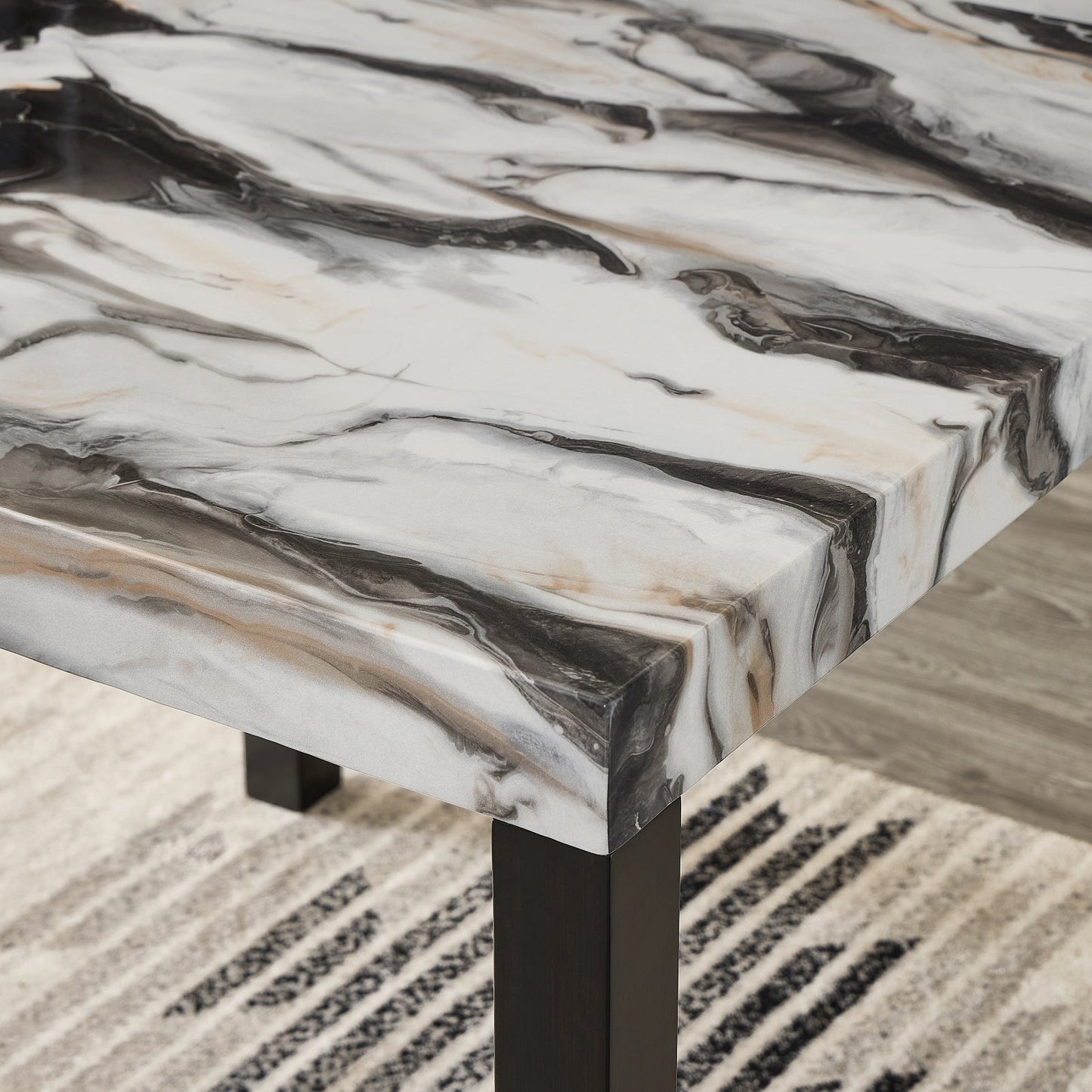 Roundhill Furniture Cavira Modern Faux Marble Counter Height Dining Table with 4 Stools