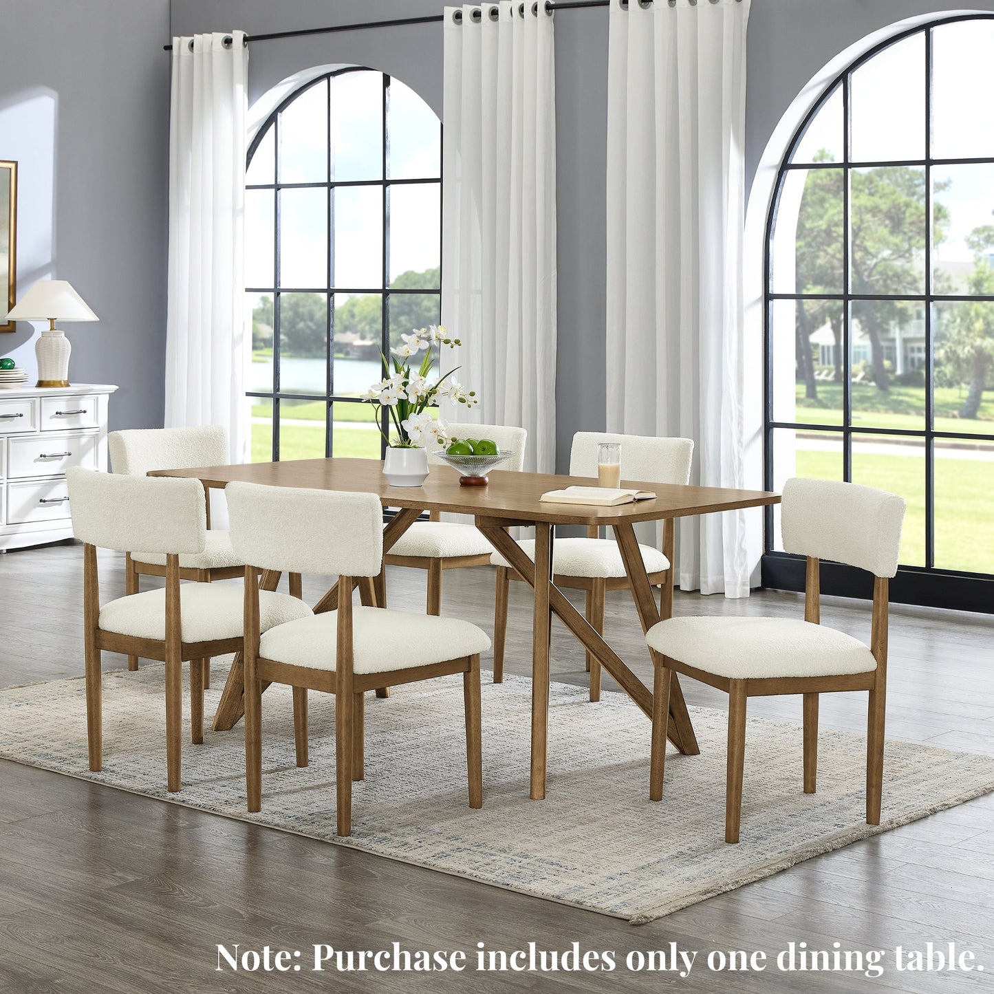 Roundhill Furniture Axler 70-in Length Dining Table, Tripod-Cross Leg, Light Oak