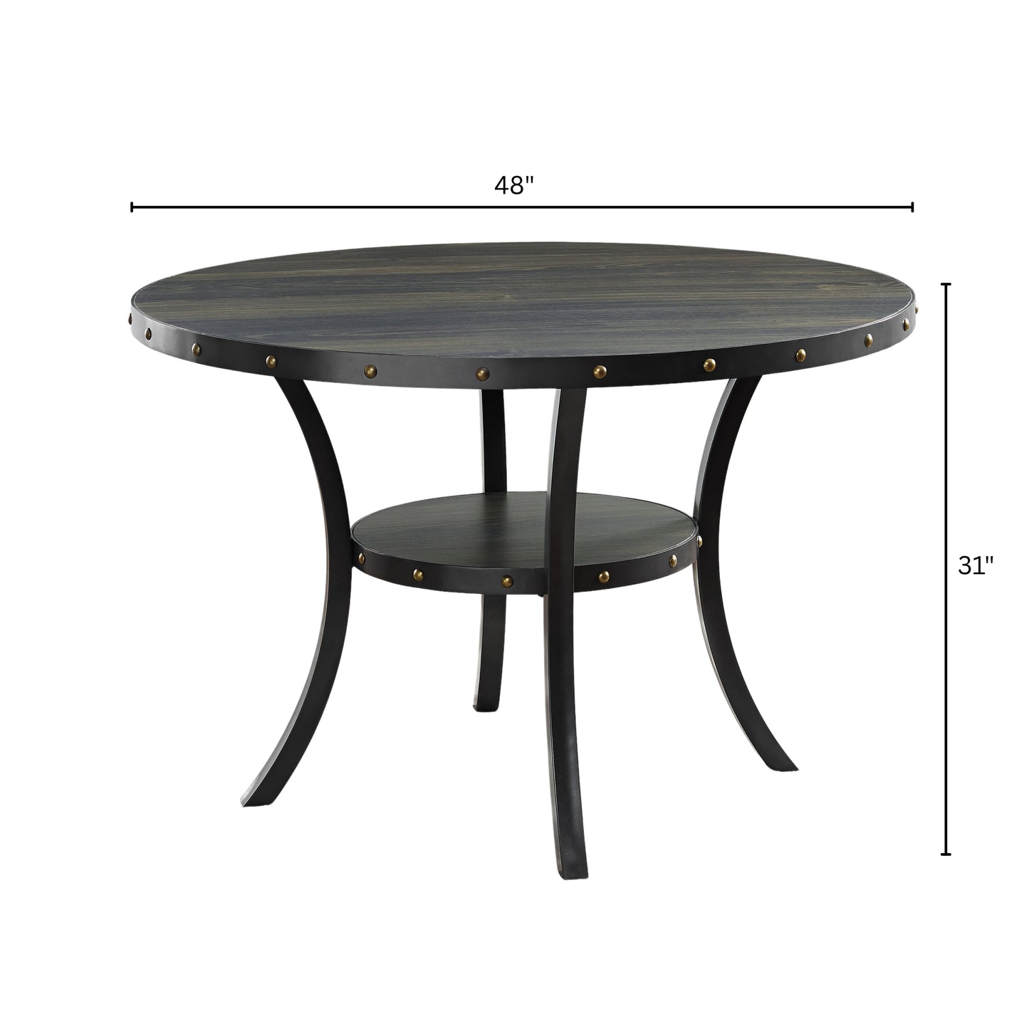 Roundhill Furniture Biony Espresso Wood Dining Set with Fabric Nailhead Chairs