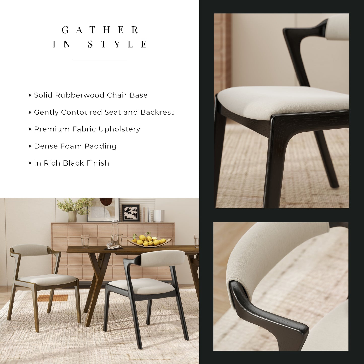 Roundhill Furniture Lavin Modern 5-Piece Dining Set, Walnut Finished Dining Table with 4 Chairs