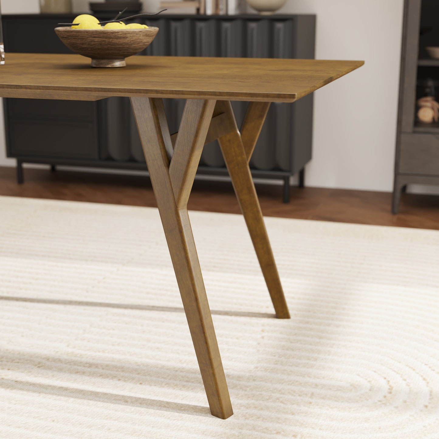Roundhill Furniture Lavin Modern 5-Piece Dining Set, Walnut Finished Dining Table with 4 Chairs
