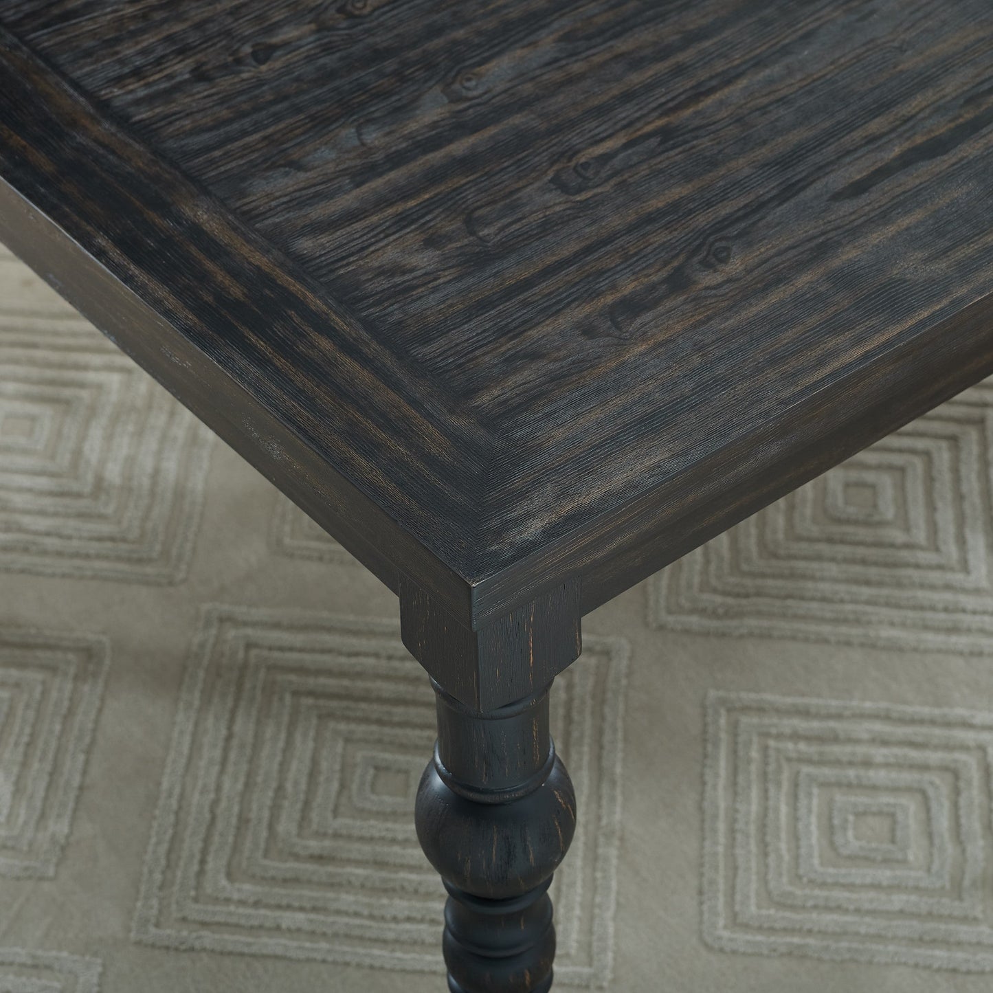 Roundhill Furniture Leviton Urban Style Dark Wash Wood Dining Set: Table, 4 Chairs and Bench