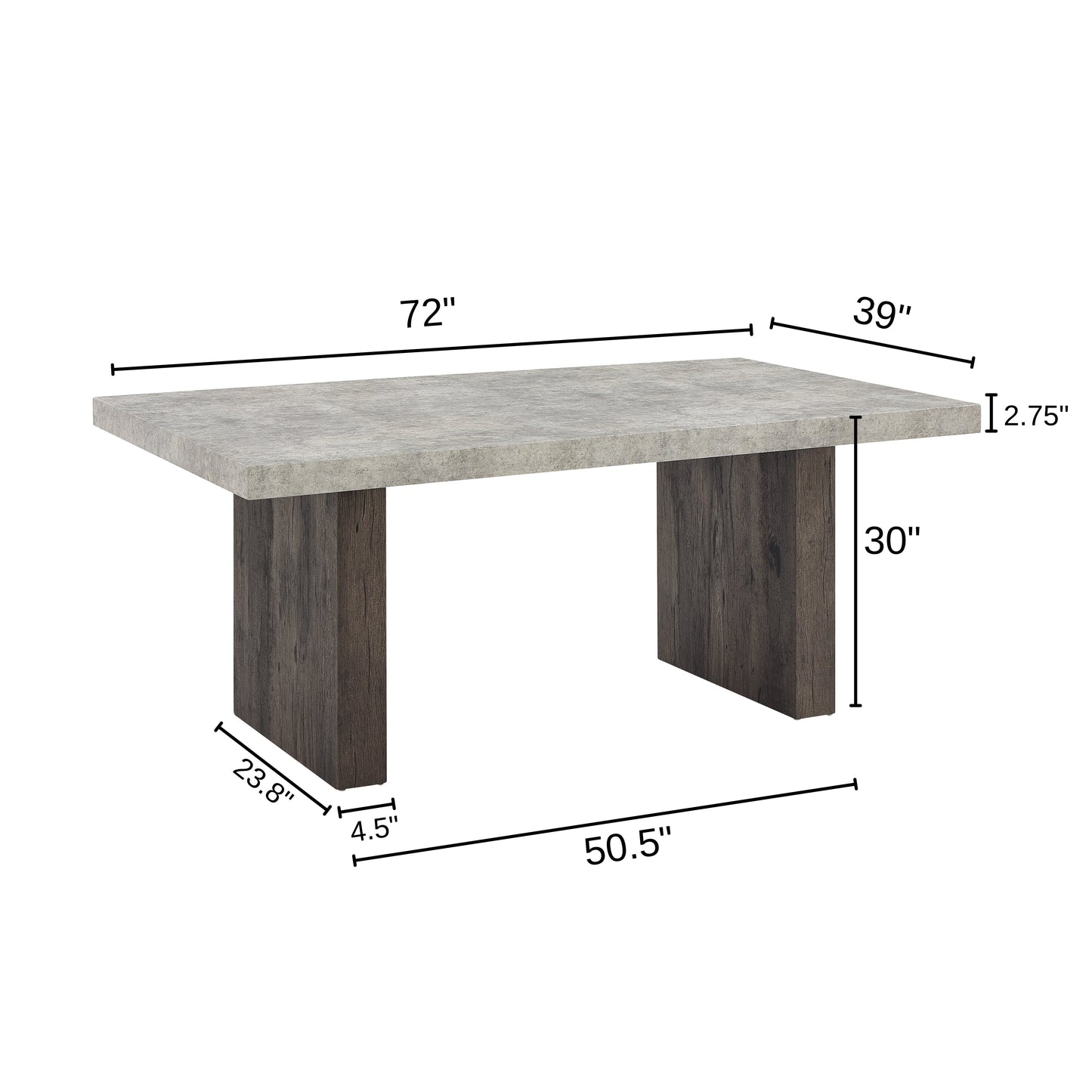 Roundhill Furniture Sorlen Modern 7-Piece Dining Set, 3D Faux Concrete Table with 6 Chairs