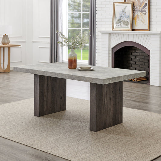 Roundhill Furniture Sorlen Modern 72" Dining Table with 3D Faux Concrete Top