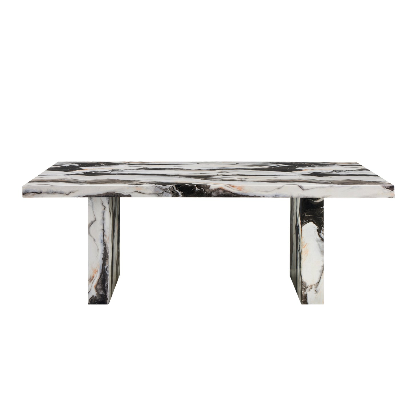 Roundhill Furniture Cavira Modern Faux Marble Dining Table with 4 Chairs and Bench
