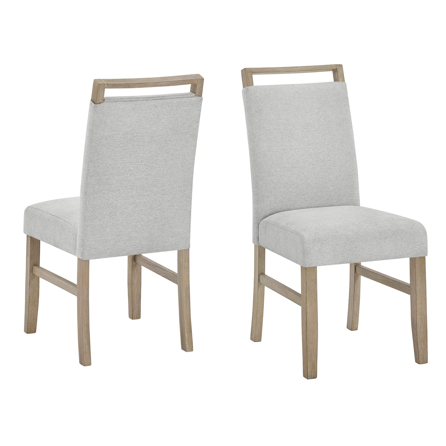 Roundhill Furniture Zelalle 7-Piece Dining Set, Table with 6 Chairs, White Wired-Brushed Finish