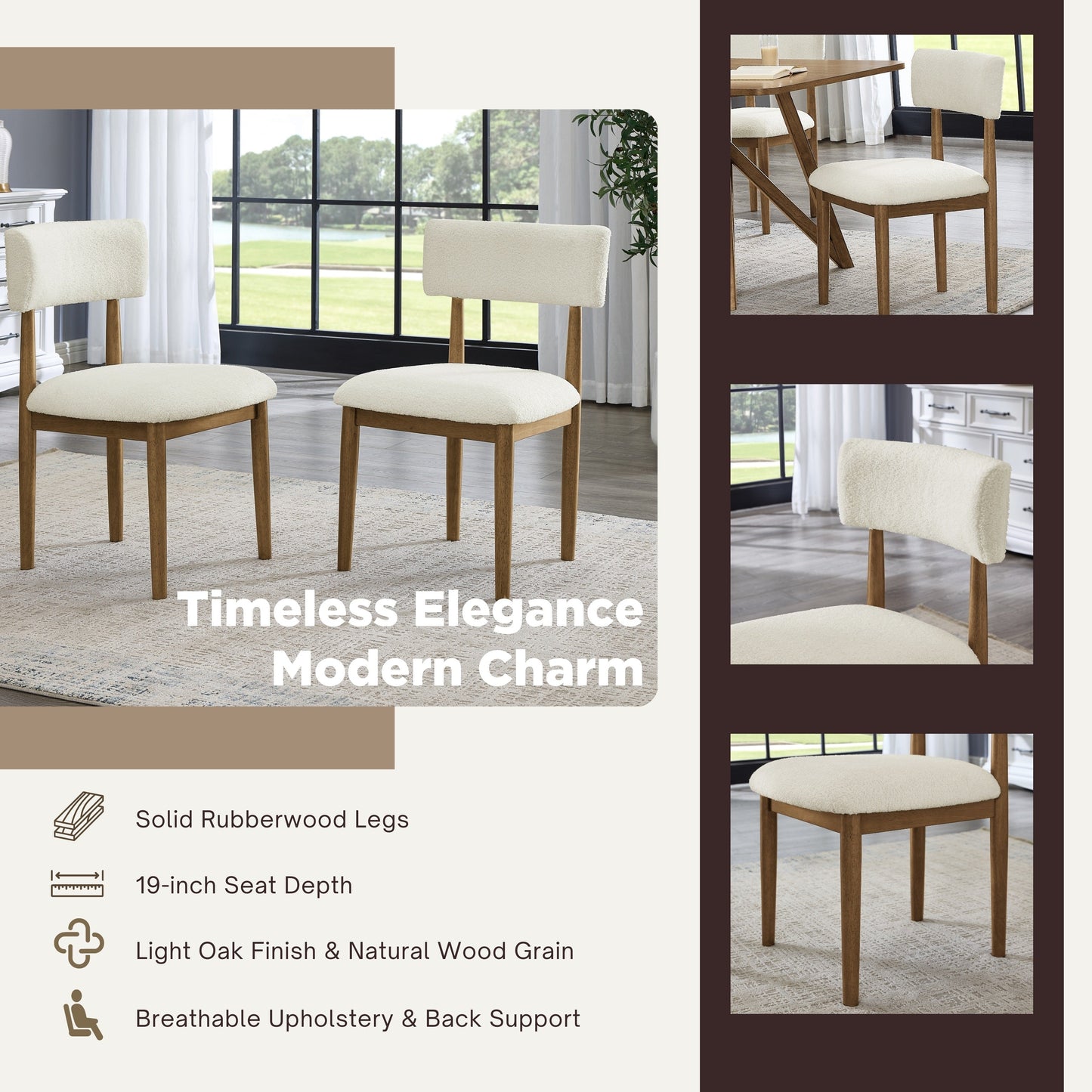 Roundhill Furniture Andus 5-Piece Dining Set, Trestle Dining Table with 4 Stylish Chairs, Light Oak