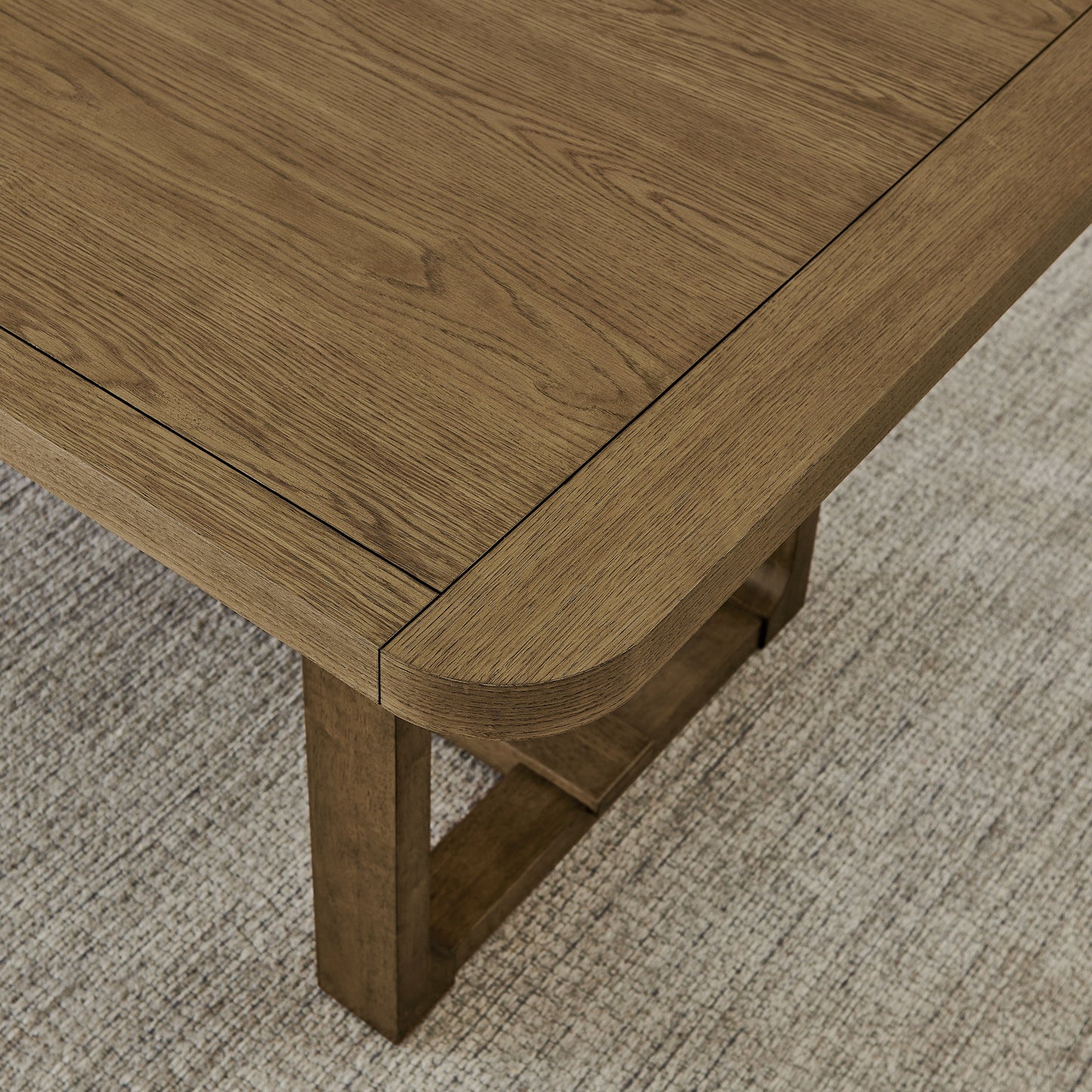 Roundhill Furniture Parker Dining Table, Trestle Base, Light Oak