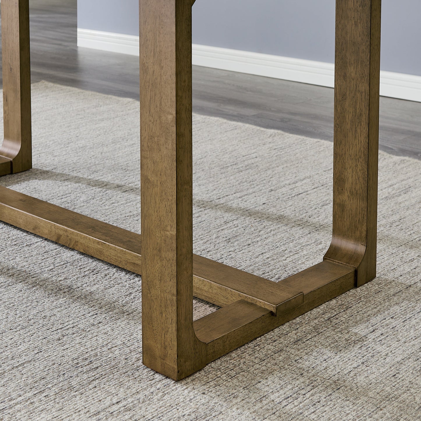 Roundhill Furniture Parker Dining Table, Trestle Base, Light Oak