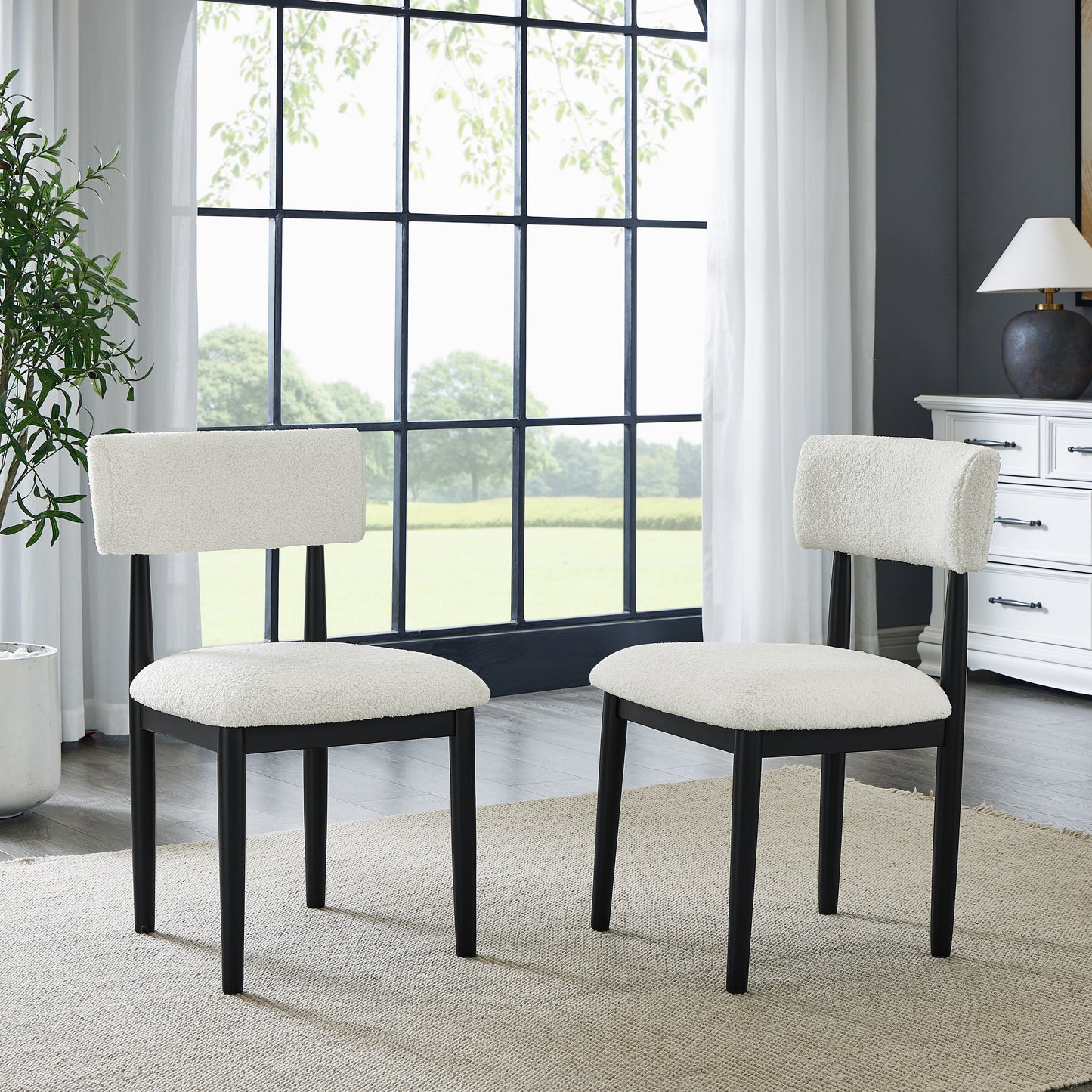 Roundhill Furniture Henriet 5-Piece Round Dining Set, Pedestal Dining Table with 4 Stylish Chairs, Black