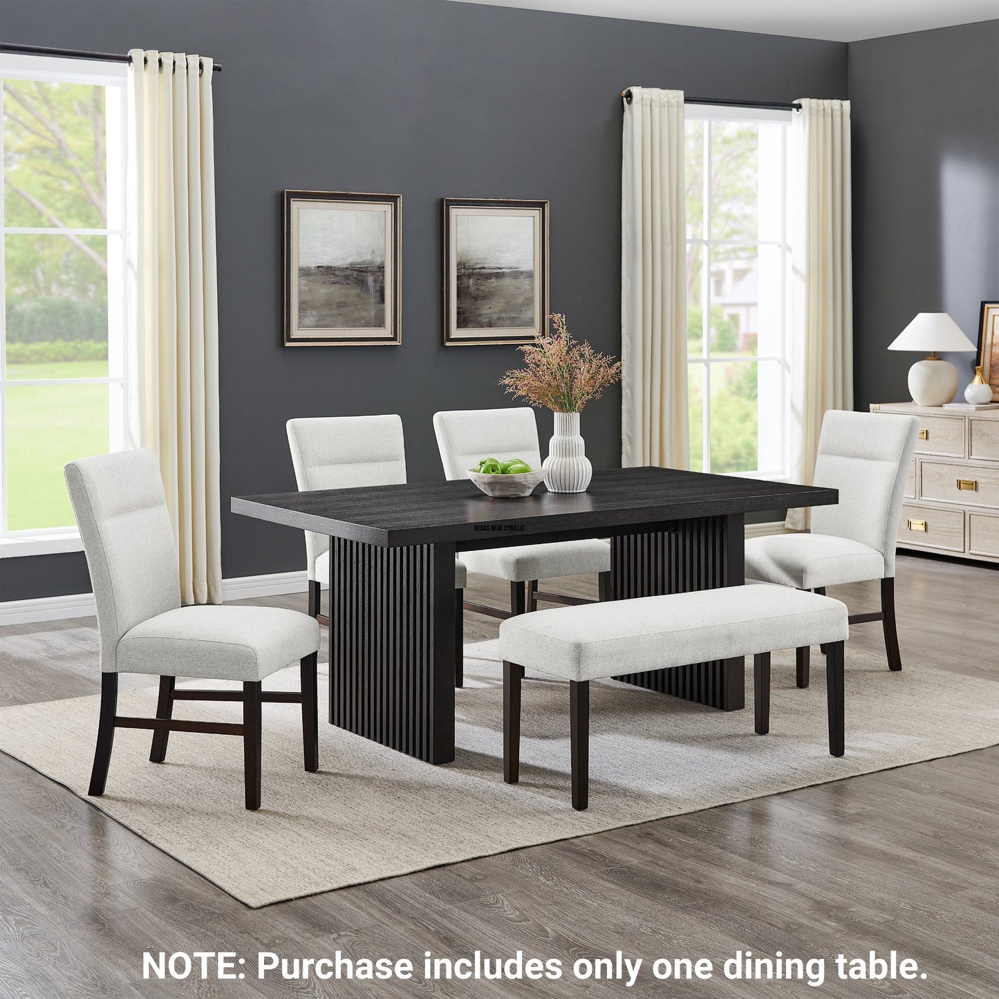 Roundhill Furniture Madison Contemporary Dining Table, Slat-Fluted Base, Espresso