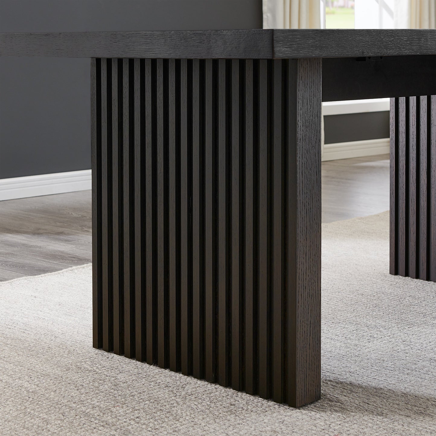 Roundhill Furniture Madison Contemporary Dining Table, Slat-Fluted Base, Espresso